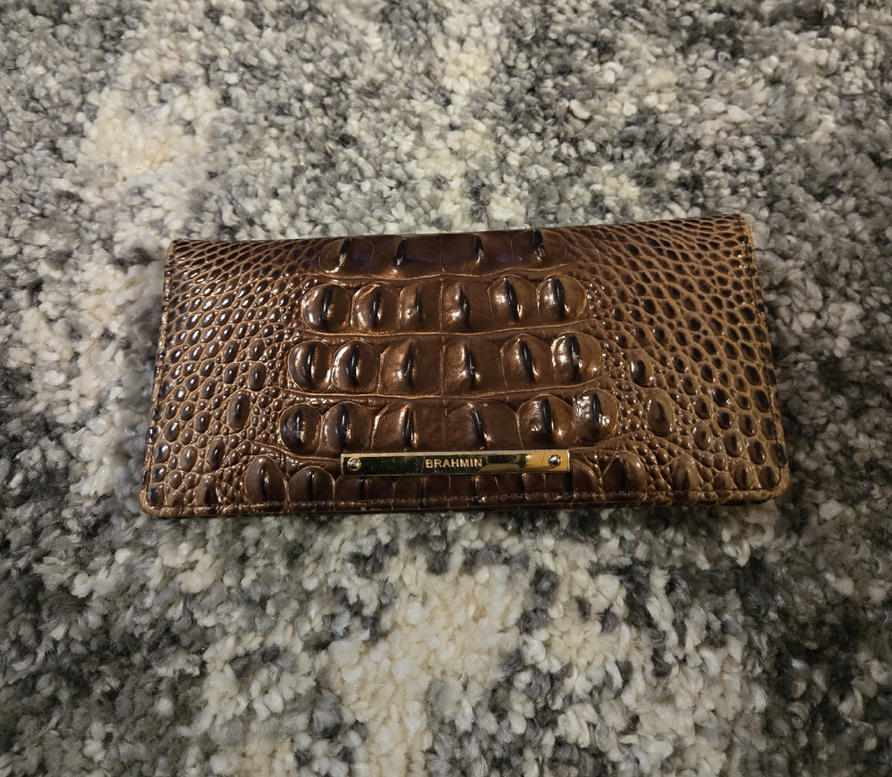 Brahmin Brown Crocodile Embossed Clutch
